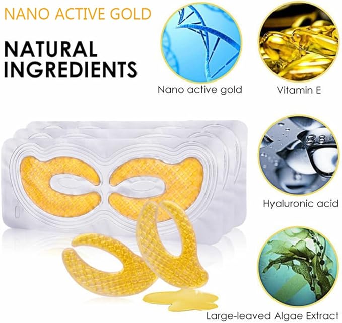 Gold Hydrogel Eye Mask Collagen Crystal Eye Mask Patches Anti-Aging Under Eye Pads - Reduce Wrinkles,Puffy Eyes,Dark Circles,Eye Bags - Moisturizer Eye Contour Mask, Improve Skin Elasticity | 5 Pairs-VivaGrace Women