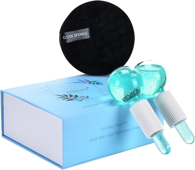 Ice Globes for Facials- Freezer Free Face Rollers with Essence for Daily Beauty Routines, Skin Massagers Globes Durable Quartz Glass for Reduce Puffiness Skin Cooling (Update Green)-VivaGrace Women