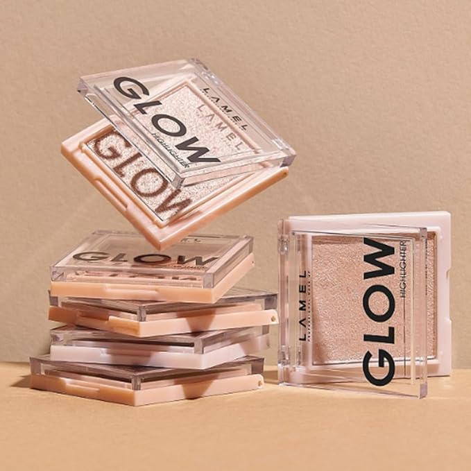 LAMEL Glow Highlighter: Face Make Up & Contour Palette in Deep, Vibrant Colors - Natural Shimmer - Compact Size & Perfect for Travel - Cruelty Free - 3.8gr/0.13 oz 402 (Sun)-VivaGrace Women