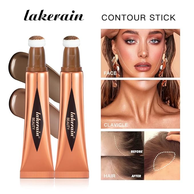 Liquid Contour Beauty Stick, Contour Stick, Bronzer Stick,Multi-Function Beauty Stick, Cream Contour With Cushion Applicator, Liquid Contour Stick, Women's Contour Makeup (06#)-VivaGrace Women