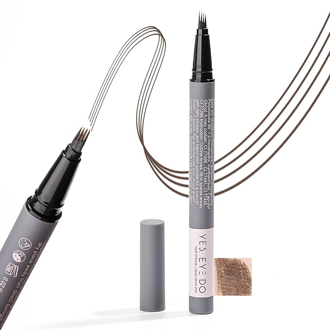 Black Brown Eyebrow Pencil with 4-Prong Micro-Fork Tip, Microblading Dark Brown Eyebrow Pen for Women, Create Natural, Defined Brows, 24H Long Wear YES.EYE DO (Shadow Granite-Black Brown)-VivaGrace Women