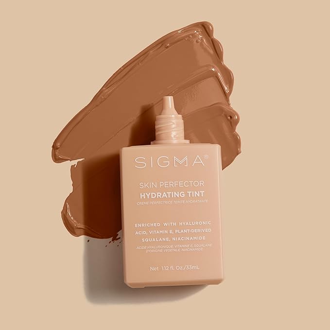 Sigma Beauty Skin Perfector – Hydrating Skin Tint Foundation for Lightweight, Buildable Coverage, With Hyaluronic Acid, Niacinamide Serum, and More (5 Dark Golden Tint, 1.12oz)-VivaGrace Women