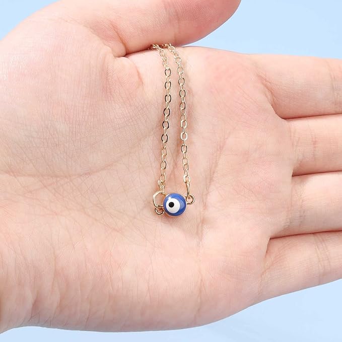 Boho Evil Eye Choker Necklace Blue Eye Pendant Necklace Minimal Gold Chain Necklace Lucky Eye Necklace Amulet Chain Jewelry for Women and Girls-VivaGrace Women