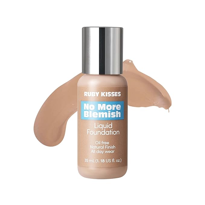Ruby Kisses Liquid Foundation No More Blemish Oil-Free Foundation Korean Makeup 1.18 Fl Oz (Golden Honey)-VivaGrace Women