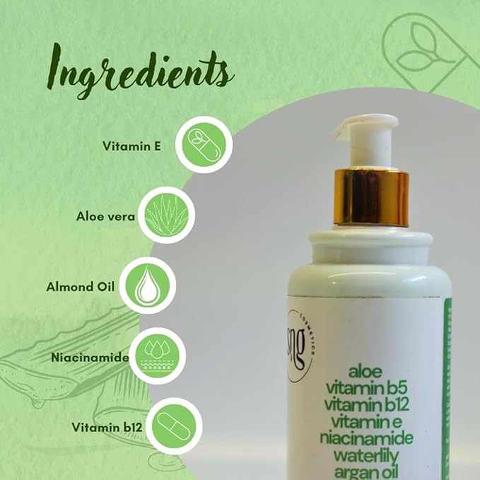 Aloe Vera Lotion for Dry Skin - Hand & Body Moisturizing Vitamin E Lotions 10.14 Fl Oz - Waterlily, Argan oil and Almond oil Extracts Skincare-VivaGrace Women