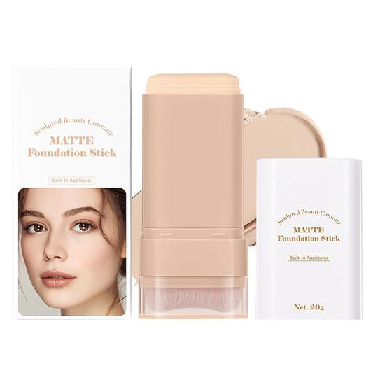 Beauty Balm Serum Boosted Skin Tint, Dual-Ended Eraser Foundation Stick with Brush, Full Coverage Cream Korean Makeup, Long-Lasting Stick for Smooth, Flawless Finish (#1 Cream)-VivaGrace Women