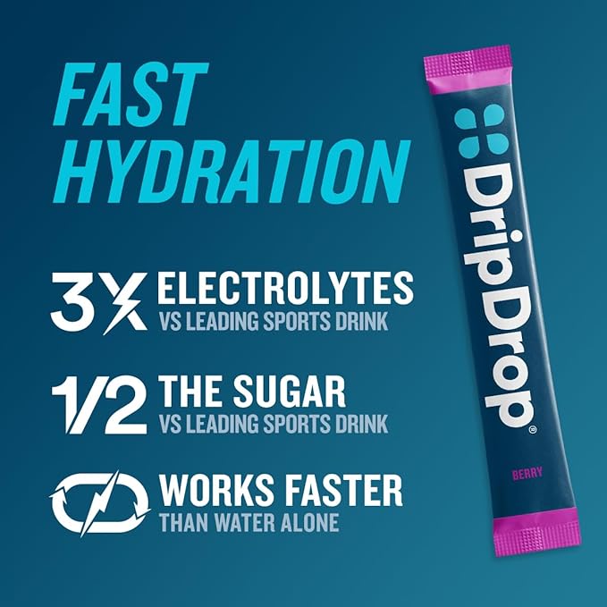 DripDrop Hydration Packets - Berry - Single Serve Electrolytes Powder Drink Mix - Non-GMO, Gluten Free, Vegan - 32 Sticks-VivaGrace Women