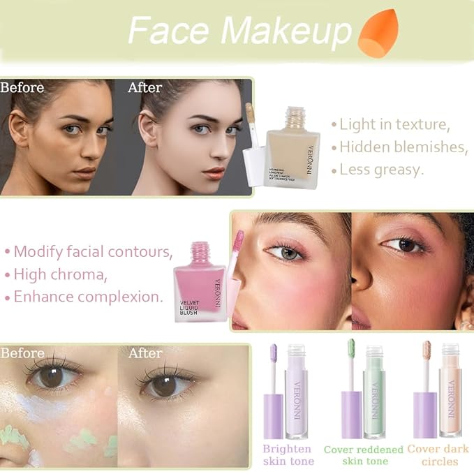 Makeup Kit for Women Full Kit, All in one makeup kit with Eyeshadow Eyeliner Eyebrow Lip Gloss Face Makeup & Brushes Full Starter Cosmetics Set For Girls & Teens (Set A)-VivaGrace Women