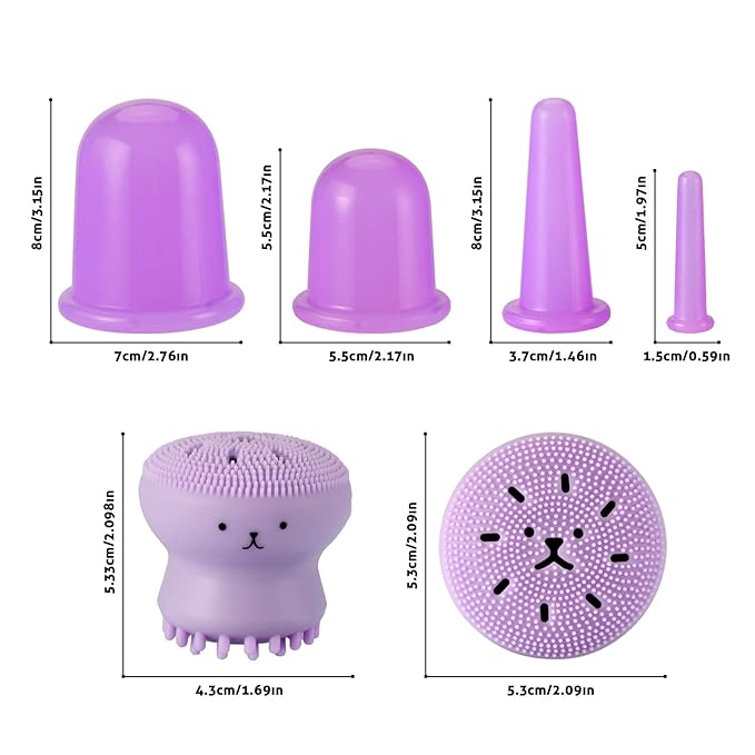 Facial and Body Cupping Set - Face Cupping Set, Improve Face, Eyes and Neck Skin Wrinkles, Therapy Suction Cup for Cellulite Effectively Improve Body Skin Tightness, Anti-Cellulite Cupping Therapy Set-VivaGrace Women