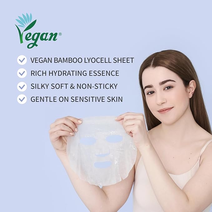 Rejuvenating Retinol Sheet Mask Korean Vegan Wrinkle Lifting, Plumping and Moisturizing Sheet Mask, Retinol, Ceramide, Hyaluronate 10EA-VivaGrace Women