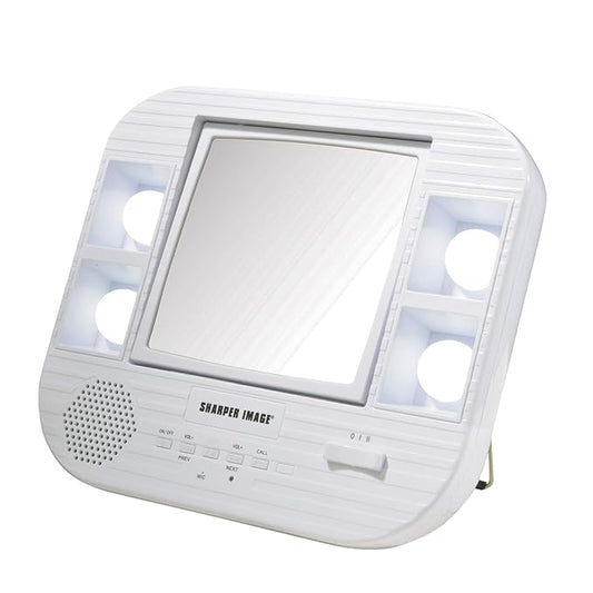 JERDON Two-Sided Bluetooth Makeup Mirror with Lights - Vanity Mirror with 5X Magnification & Multiple Light Settings - White Base - Model J1025