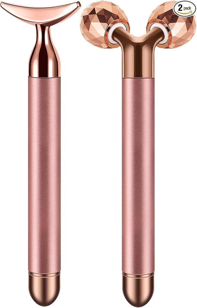 2-in-1 Face Massager Roller Electric Face Roller, 3D Roller and Crescent-Shape Face Massager Kit for Face Skin Care Tools-VivaGrace Women