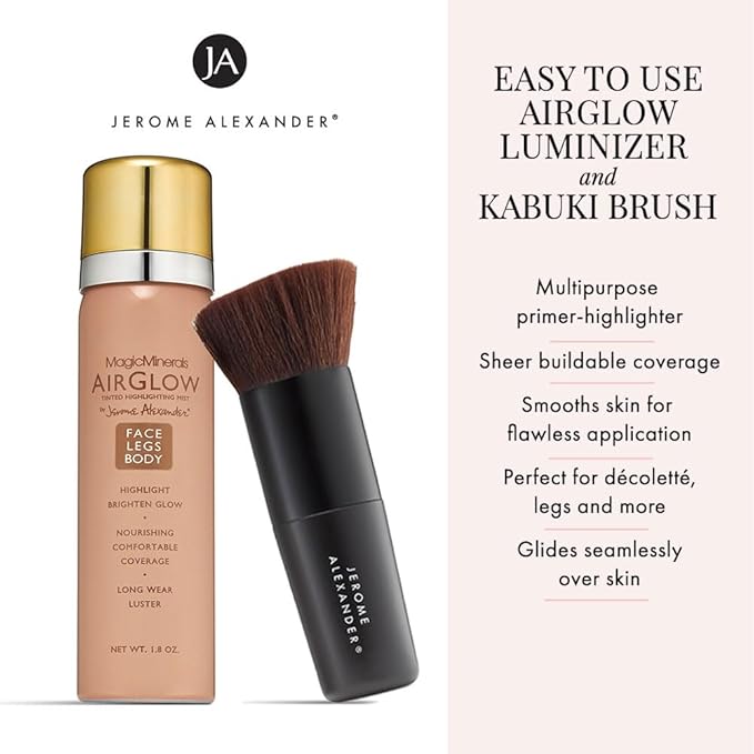 Jerome Alexander MagicMinerals AirGlow Tinted Highlighting Night Mist, Illuminating Airbrush Tinted Moisturizer Spray | 2PC | Bronze Glow-VivaGrace Women