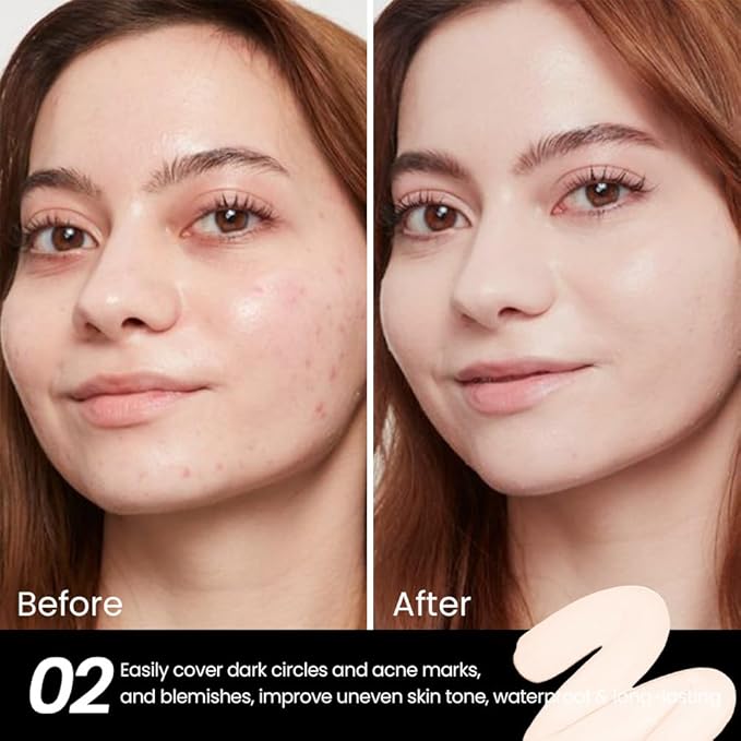 1 Pack Liquid Foundation Cream for Face Makeup,Durable Full Coverage Matte Concealer Make Up,Oil Control & Waterproof Base Primer -0.35 Fl.Oz (02#)-VivaGrace Women