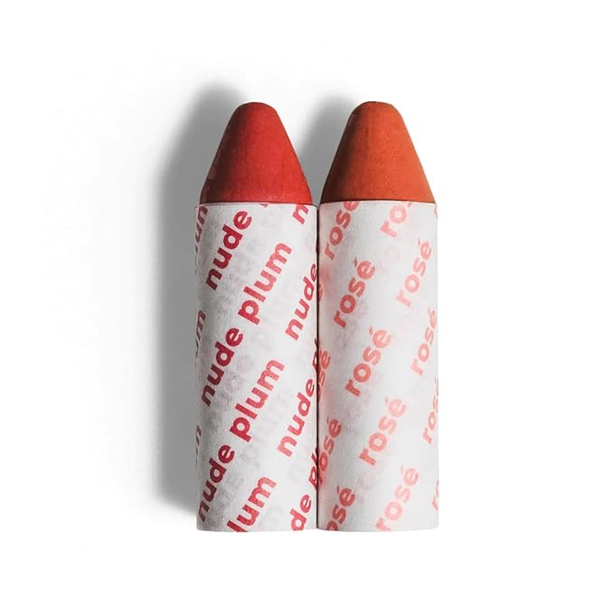 Axiology Multi Stick Crayons For Eyes, Lips, Cheeks Balmies Duo Gift Set Creamy Buildable Lightweight Moisturizing Blush Face Sticks Contour & Highlight All Day Wear Face Makeup (Nude Plum & Rosé)-VivaGrace Women