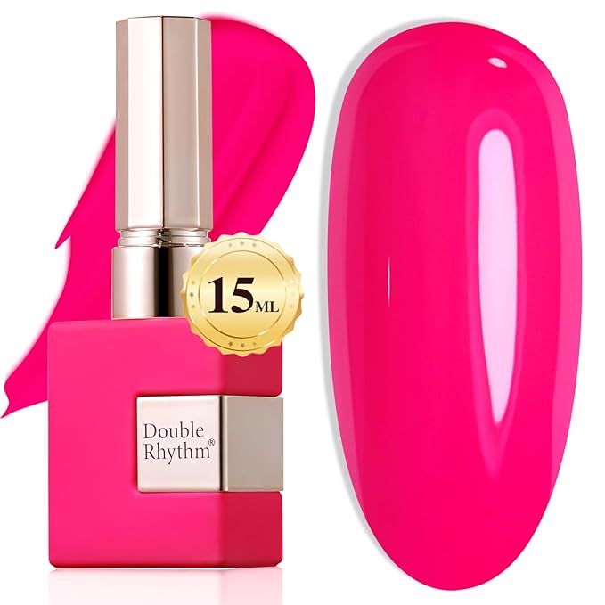 Double Rhythm 0.50 OZ Translucent Gel Polish Same Color Same Bottle Sheer Pastel Neutral Natural Milky 15 ML Jelly UV Nail Art DIY at Home (Cherry Rose-A1046)-VivaGrace Women