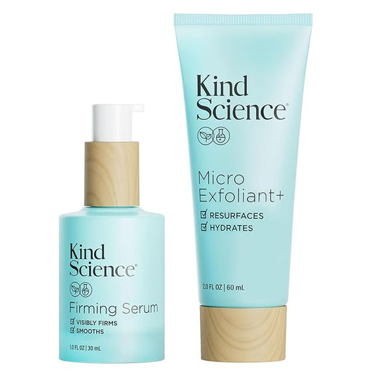 Kind Science by Ellen DeGeneres 2-Piece Skin Care Set with Micro Exfoliant & Firming Face Serum - Hyaluronic Acid Serum & Exfoliating Face Wash-VivaGrace Women