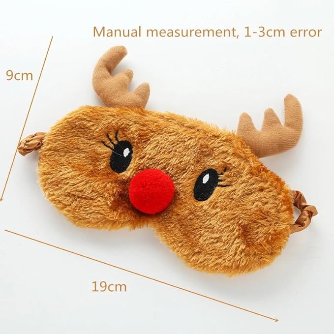 Cute Eye Mask for Sleeping Plush Cartoon Animal Sleep Plush Eye Mask Relaxation Suitable for Travel Family Party Toys for Christmas Elk Deer-VivaGrace Women