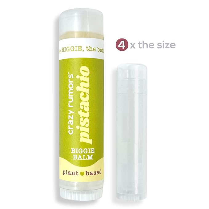 Crazy Rumors Biggie Pistachio Flavored All Natural, Plant Based Lip Balm to Moisturize and Nourish your Lips - Pistachio tube 0.6 oz (4x Larger than standard 0.15 oz lip balm)-VivaGrace Women