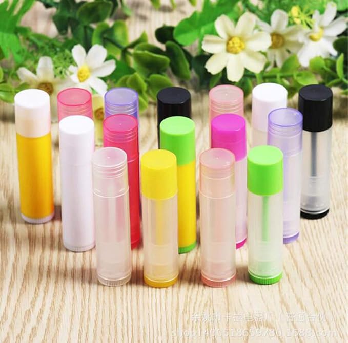 5ml 50 Pcs Empty Clear Lip Balm Tubes Containers with Twist Bottom and Multi Color Caps for Making Lip Balm,DIY Cosmetic Tubes-VivaGrace Women