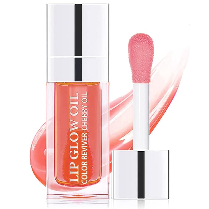 Lip Oil Hydrating Tinted Lip Balm, Plump Lip Gloss Lip Care Transparent Toot Lip Oil Tinted (001# Pink)-VivaGrace Women