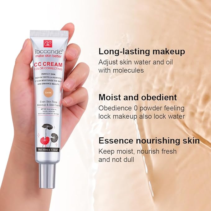Color Correcting CC Cream,Invisible Pores Cream Foundation And nvisible Pores Concealer,CC Cream Foundation Rich In Centella Asiatic,Moisturizing And Waterproof CC Cream With Spf 25(LIGHT)-VivaGrace Women