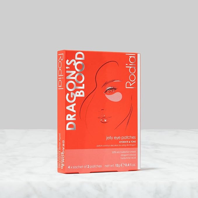 Rodial Dragon's Blood Jelly Eye Patches (4 Sachets), Elisticity and Firmness, Hyaluronic acid and Dragon's Blood for Plumping and Deep Hydration, Makeup Prep-VivaGrace Women