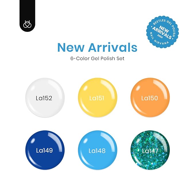 beetles Gel Polish Set, 6 Colors Yellow White Orange Blue Gel Polish Kit, Glitter Green Nail Polish Soak Off Nail Lamp Nail Art Manicure Kit, DIY Home Salon Gifts for Women-VivaGrace Women
