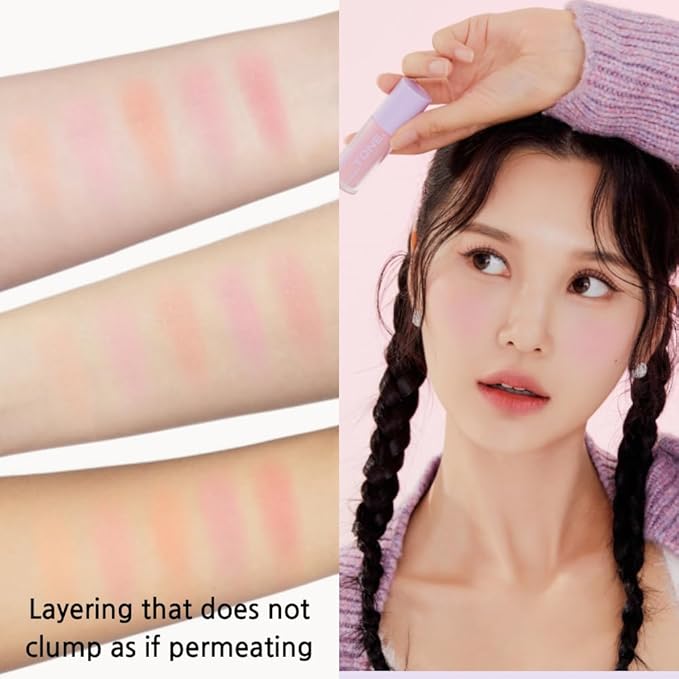 Fluffy Air Blusher 5 Colors - Lightweight Melting Liquid Blush for Colorful Cheeks, Highly Pigmented, Cheekbones and Eye Makeup, Soft Matte Finish, Buildable Formula (05 DUSTY ROSE)-VivaGrace Women