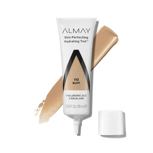 Almay Hydrating Liquid Foundation Tint, Lightweight with Light Coverage, Naturally Dewy Finish, Hypoallergenic, Dermatologist TestedFragrance Free, 110 Buff, 0.94 fl oz.-VivaGrace Women