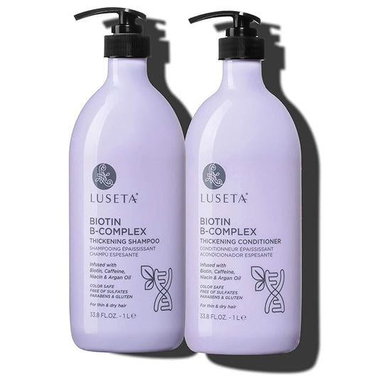 Luseta Biotin B-Complex Shampoo & Conditioner Set for Hair Growth and Strengthener - Hair Loss Treatment for Thinning Hair With Biotin Caffein and Argan Oil for Men & Women - All Hair Types 2 x 33.8oz-VivaGrace Women