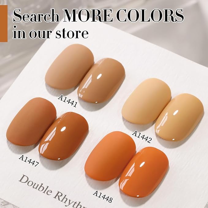 Double Rhythm Translucent Gel Polish Sheer Neutral Natural Light Milky Same Color Same Bottle 15ML Jelly UV Nail Polish Nail Art DIY at Home (Brown Orange-A1447)-VivaGrace Women