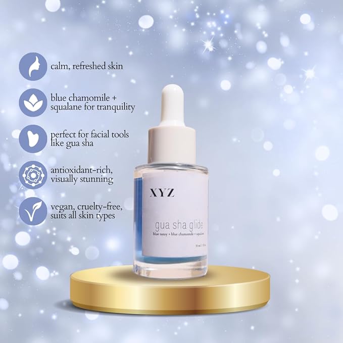 Gua Sha Glide Face Oil - Hydrating and Soothing Face Oil With Azulene Blue Tansy, Blue Chamomile + Squalene | Moisturizer, Face Oil and Soothing Agent for All Skin Types - 1 fl oz (30ml)-VivaGrace Women