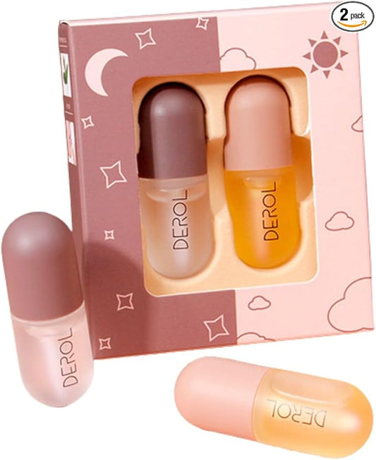2Pcs Lip Plumper Set, Natural Lip Plumper kit, Day and Night Lip Plumper, Softer Bigger Fuller Cosmetics Plumper Lips-VivaGrace Women