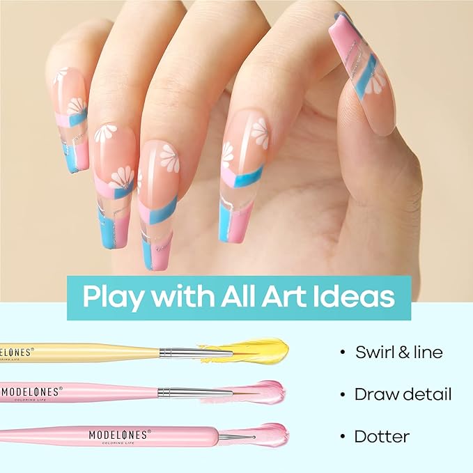 Modelones Nail Art Brushes Set, Nail Brush kit Gel Polish, Extension Gel, Liner, Carving, Apex Building, Dotting Pens Professional Tools for Drawing Painting 3D Design Salon & DIY Use-VivaGrace Women