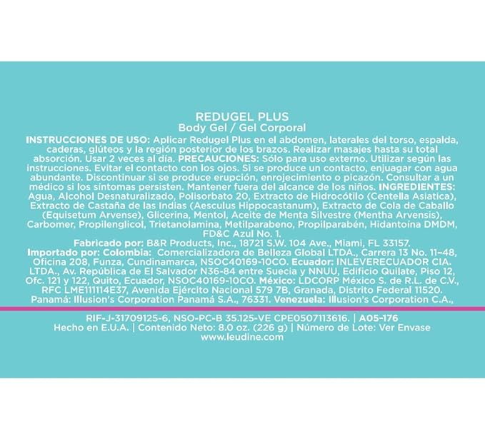 L’EUDINE Redugel Plus Skin Tightening Cream – Pack of 3 – 8oz Anti Cellulite Cream with Mint Oil, Field Horsetail, Marine Algae, Maca Extract – Powerful Non-Greasy Formula – Firming and Toned Skin-VivaGrace Women