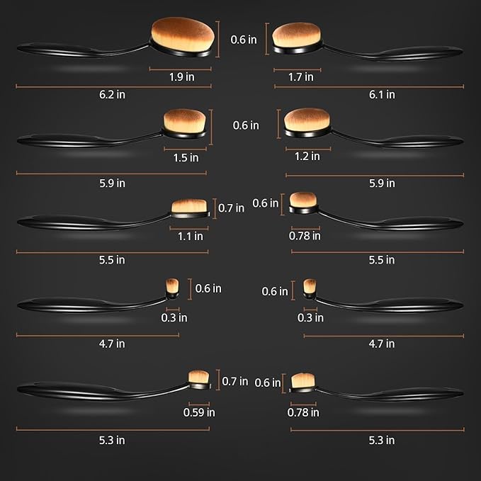 Yoseng Oval Makeup Brushes Set 10 Pcs Professional Oval Toothbrush Foundation Contour Concealer Eyeliner Blending Cosmetic Brushes Tool Set-With Box,Practical White Elephant Gift for Girls Women-VivaGrace Women