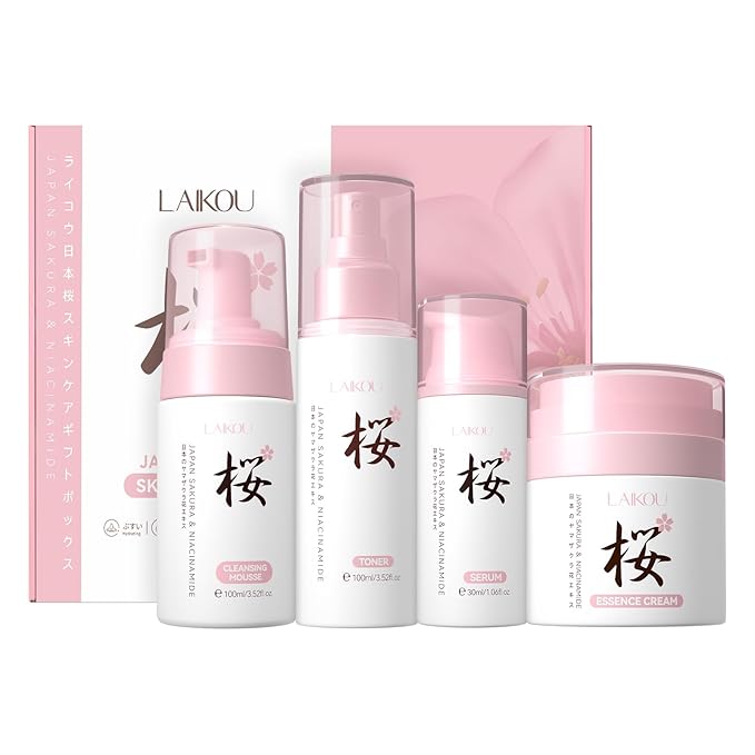 Skin Care, Skin Care Set, Skin Care Kit with Cleansing Mousse, Toner, Serum, Essence Cream Women Beauty Gift Sets 4pcs for Women Teen Girls Mom Daughter Mother's Day Birthday Christmas-VivaGrace Women