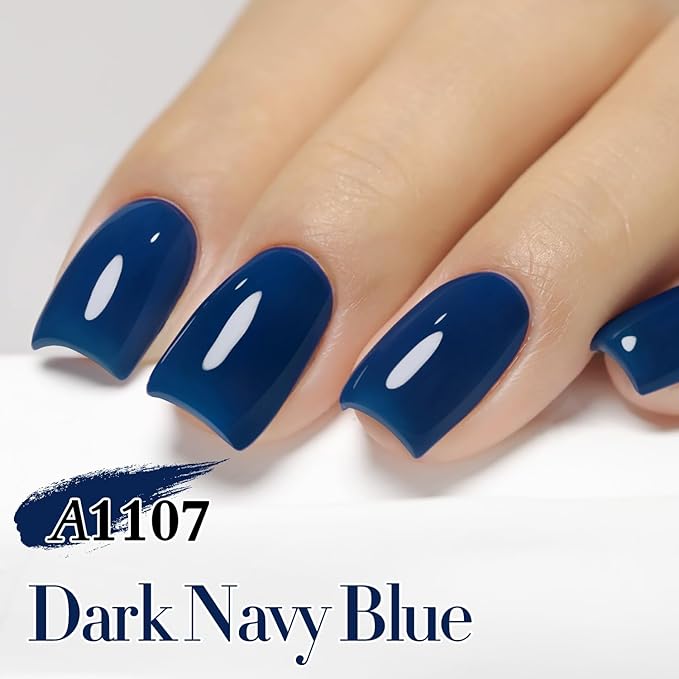 Double Rhythm 0.5Oz Navy Blue Gel Polish Sheer Neutral Natural Light Milky Same Color Same Bottle 15ML Jelly UV Nail Art DIY at Home (Navy Blue-A1107)-VivaGrace Women