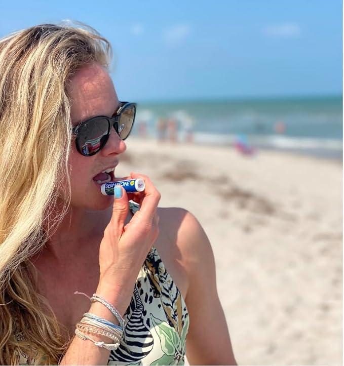 Dermatone Lip Balm SPF 30 | Medicated | Moisturizing | Cocoa Butter, Aloe, Vitamin E | Soothe & Replenish Chapped Lips | 3-Pack, 0.15 oz sticks-VivaGrace Women