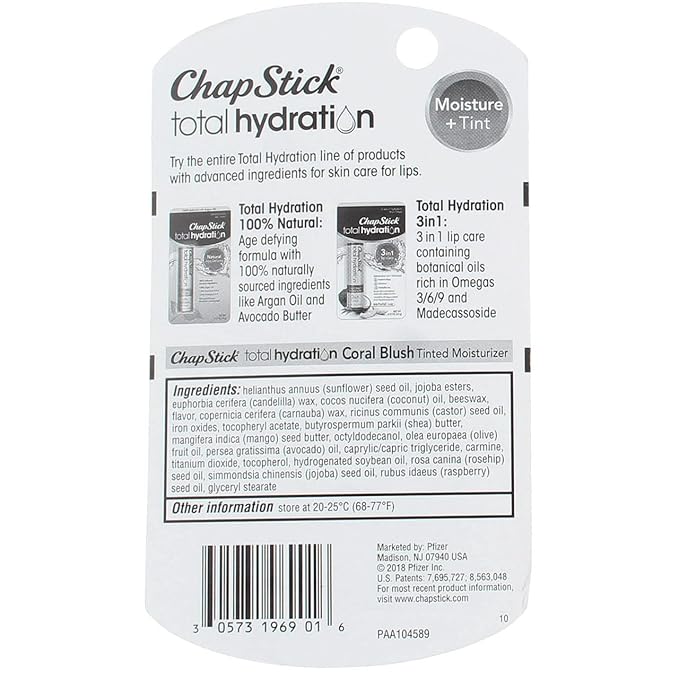 ChapStick Total Hydration Coral Blush 0.12 oz (Pack of 2)-VivaGrace Women