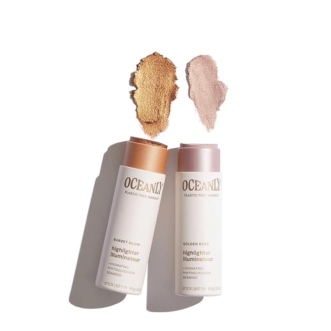 ATTITUDE Oceanly Lightweight Highlighter Stick, Titanium Dioxide-Free, EWG Verified, Plastic-Free, Vegan & Cruelty-free Makeup, Sunset Glow, 0.3 Ounces-VivaGrace Women
