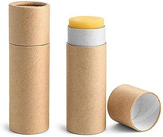12 Pcs 0.3 Oz Paperboard Lip Balm Tubes 10ml Empty Cardboard Krafts Tubes Lipstick Tube Refillable Lip Gloss Container Solid Perfume Tubes Chapstick Container for DIY Cosmetic Samples Deodorant(Brown)-VivaGrace Women