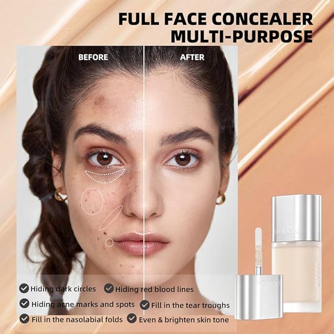 AKARY Moisturizing Precision Concealer, Lightweight & Breathable Cover-up Cream Moist Concealer, Cover Dark Circles Multi-Use Camouflage Cream, Creamy Texture Full Coverage Conceals(01#Pinkish White)-VivaGrace Women