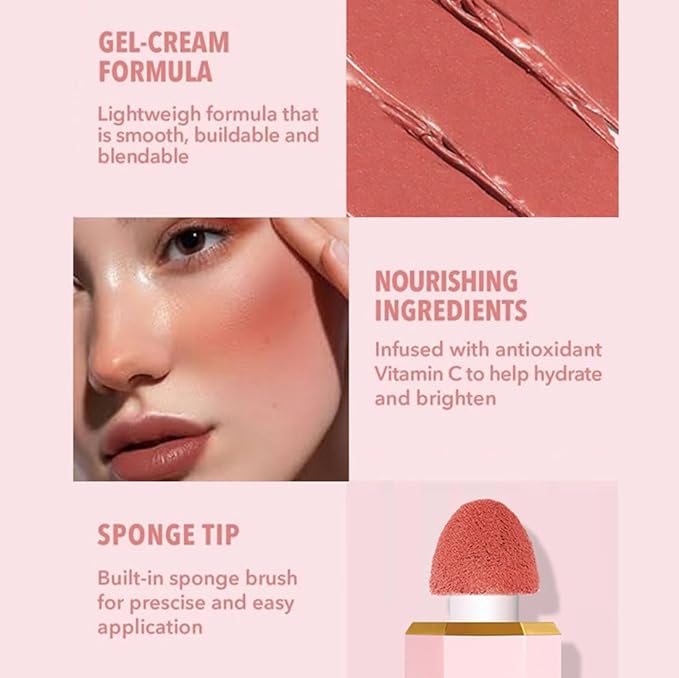 Liquid Blush Makeup, Cream Blush for Cheeks, Waterproof Long Lasting Blush Face Makeup Multi-Use Blush Beauty Wand for Cheeks & Lip Tint Natural Cream Blusher Makeup for All Skin Tones(#05 Warm Kiss)-VivaGrace Women