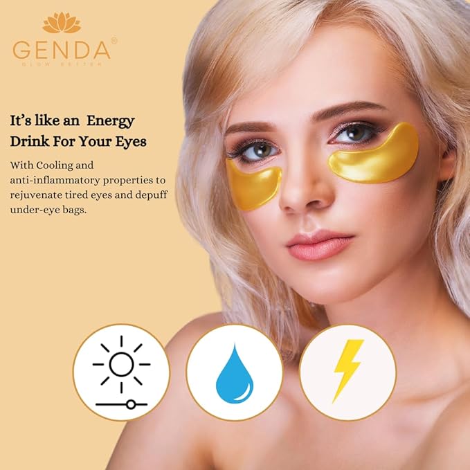 Under Eye Patches for Dark Circles and Puffy Eyes (20 Pairs) 24K Gold Gel Eye Masks Skincare, Vegan and Cruelty Free, Dry & Fine Lines, Eye Bags, Wrinkles, Hydrating, Soothing by GENDA-VivaGrace Women