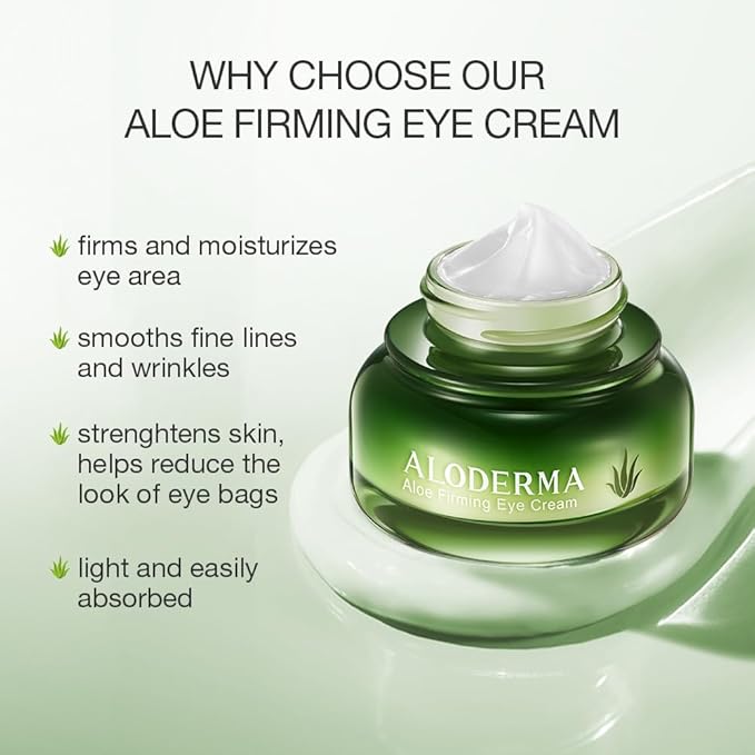 Aloderma Aloe Firming Eye Cream Made with 70% Organic Aloe Vera - Natural Daily Hydrating Eye Cream with Jojoba, Hyaluronic Acid, & Organic Aloe - Reduce Signs of Aging, Fine Lines & Wrinkles, 25g-VivaGrace Women
