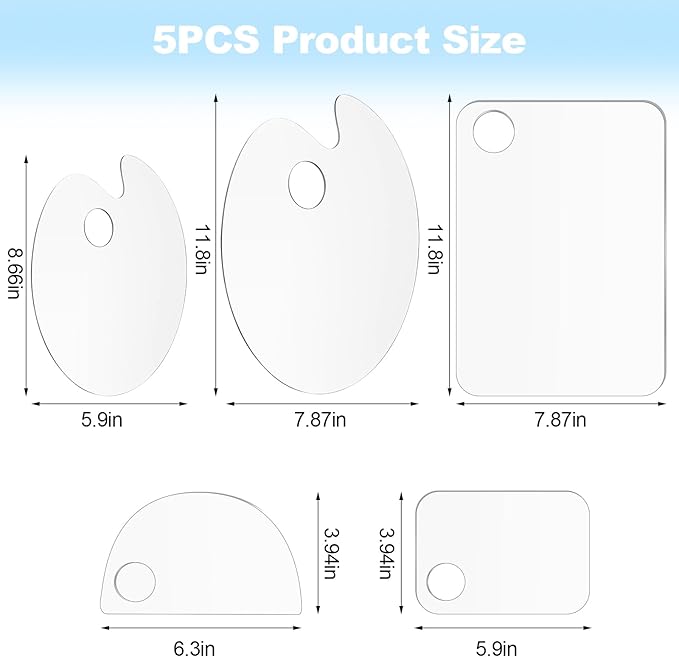 5PCS Acrylic Paint Palette Clear Paint Pallet,Transparent Non-Stick Oil Paint Palette with Protective Kraft for Craft DIY Art Painting Palette- Adults & Kids-VivaGrace Women