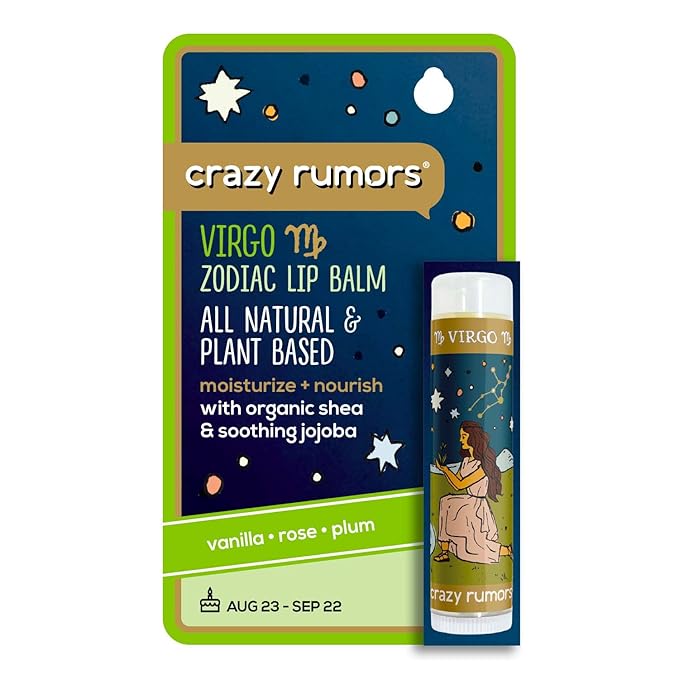 Crazy Rumors Virgo Zodiac All Natural, Plant Based Lip Balm to Moisturize and Nourish your Lips - Earth Blend (Sweet Vanilla, Fragrant Rose and Plum)-VivaGrace Women