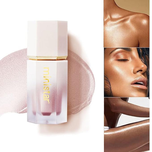 Liquid Highlighter Makeup, Long Lasting Liquid Luminizer for Glowing Skin Waterproof Smooth Glitter Highlight Face Illuminator Cream Contour Stick Body Shimmer Liquid Bronzer(#01 MOONLIGHT)-VivaGrace Women